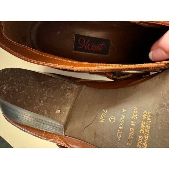 Vintage 9 West Mercedes brown boots with side buckle strap closing size 7.5 - Picture 11 of 16